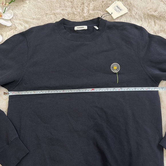 SANDRO Embroidered Dandelion Sweatshirt Marine Size M - Picture 7 of 11